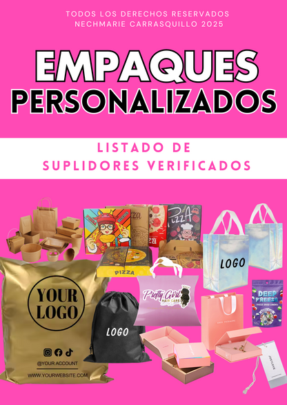 Empaques personalizados: Suplidores Verificados (Ebook enviado a tu Email al instante)